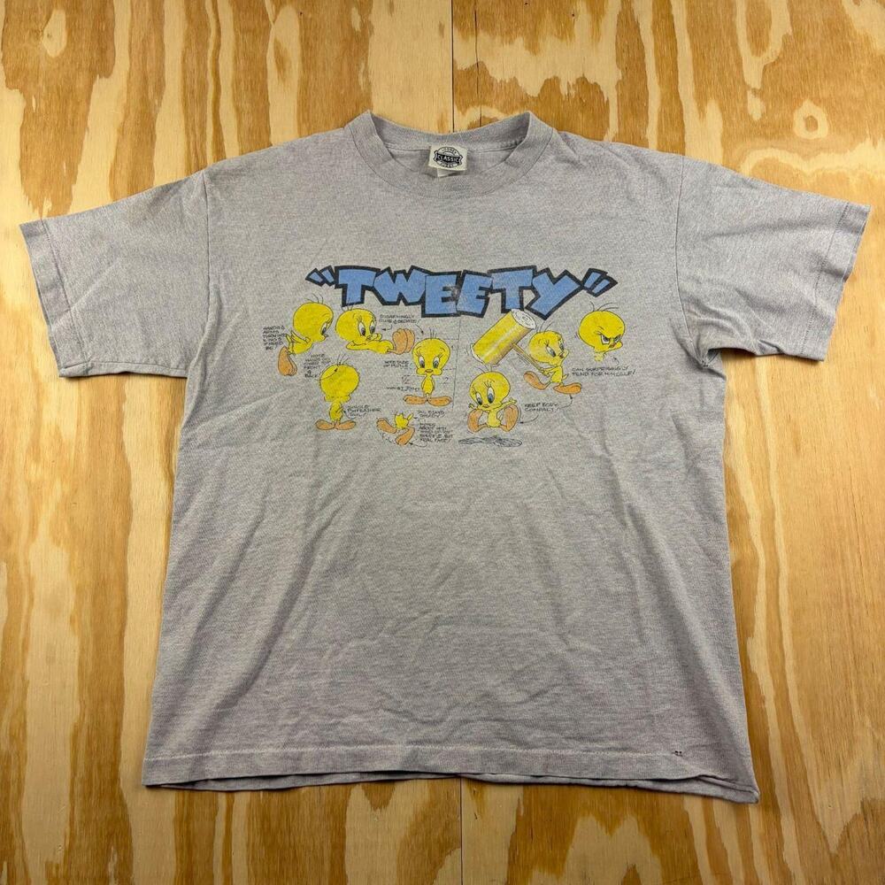 Vintage 90s Looney Tunes Tweety Bird T-Shirt – Drawing Board Graphic – Men’s L